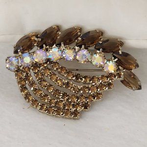 Vintage Juliana Topaz Aurora Borealis Brooch Pin